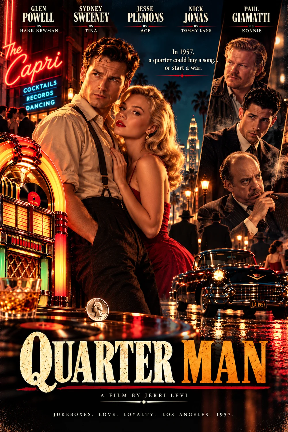 Quarter Man concept film poster for Jerri Levi's 1957 Los Angeles screenplay