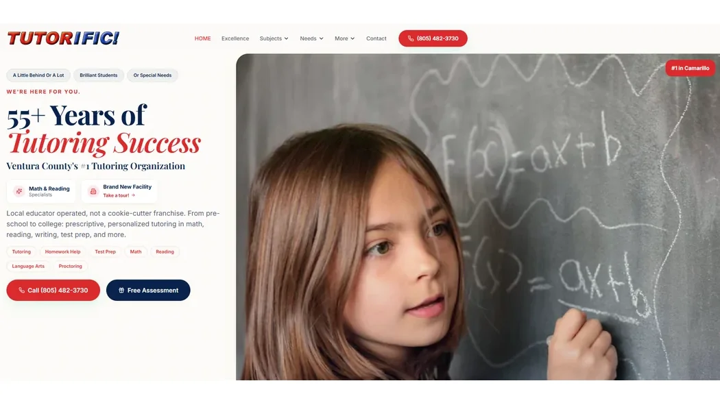Tutorific tutoring website built for a local Camarillo business
